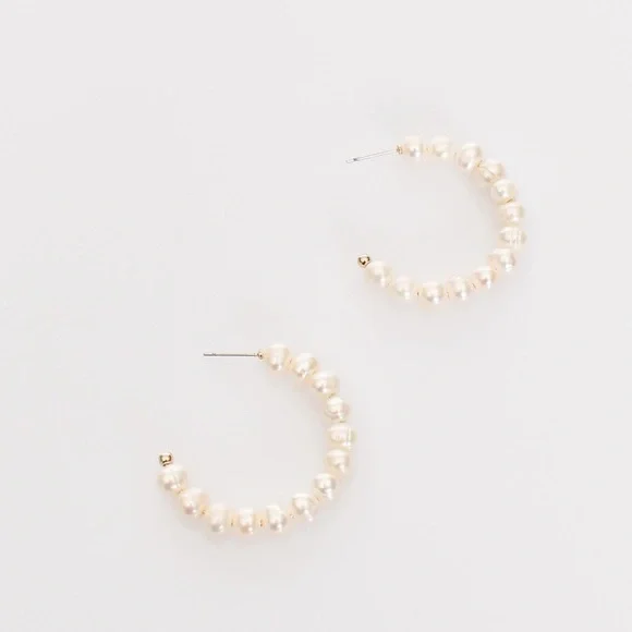 H&M Francesca’s Irregular faux pearls balls and hoop earrings & necklace LOT - Picture 12 of 17